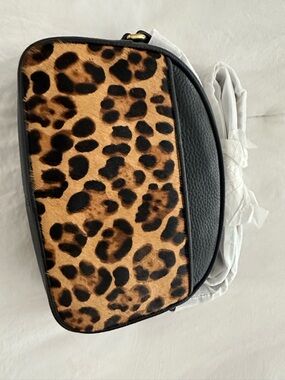 J. Crew Leopard Print Crossbody in Black and Tan